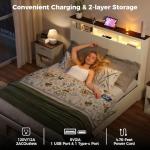 Wood Queen Bed Frame with Storage and LED Lights