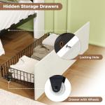 Wood Queen Bed Frame with Storage and LED Lights