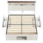 Wood Queen Bed Frame with Storage and LED Lights