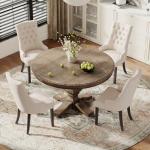 Beige Wingback Upholstered Dining Chairs Set of 4
