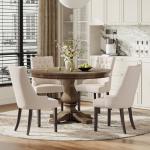 Beige Wingback Upholstered Dining Chairs Set of 4