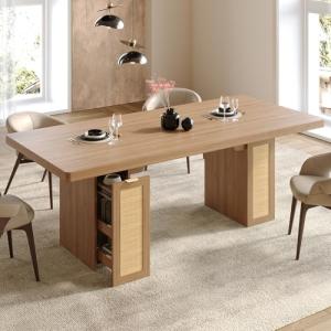 78.7" Farmhouse Dining Table with Hidden Drawers