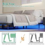 Metal Platform Double Bed Frame with LED Lights