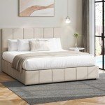 Queen Size Upholstered Bed Frame with Storage