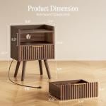 Huuger Nightstand Set with Charging Station, Walnut