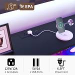 Black Fabric Dresser with LED Lights and Charging Station