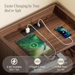 Huuger Nightstand Set with Charging Station, Walnut