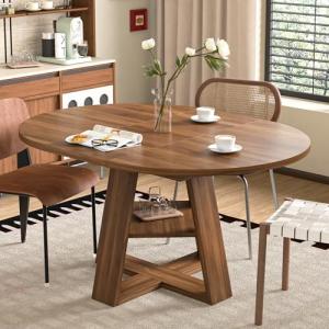 Modern Extendable Round Dining Table for 4-8
