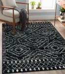Black Moroccan Washable Rug 4x6 for Any Space