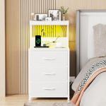 Set of 2 LED Nightstands with Charging Station