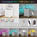 Set of 2 LED Nightstands with Charging Station