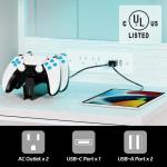 Set of 2 LED Nightstands with Charging Station