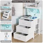 Set of 2 LED Nightstands with Charging Station