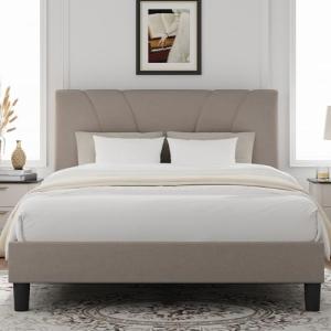 Novilla King Size Bed Frame with Adjustable Headboard