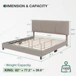 Novilla King Size Bed Frame with Adjustable Headboard