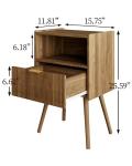 Modern Walnut Brown Nightstand with Storage Drawer