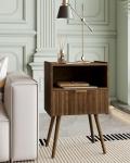Modern Walnut Brown Nightstand with Storage Drawer