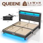 Rolanstar Queen Bed Frame with Storage and Lights