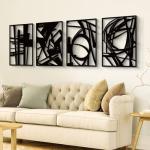 Large Black Abstract Metal Wall Art Set
