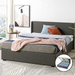 Zinus Dark Grey Queen Upholstered Bed Frame