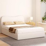 Double Size Wooden Bed Frame - Boucle White