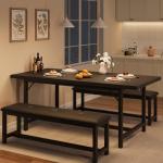 3-Piece Extendable Dining Table Set with Benches