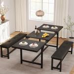 3-Piece Extendable Dining Table Set with Benches