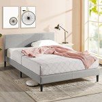 ZINUS Queen Upholstered Platform Bed Frame, Light Gray