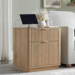 23'' Fluted Nightstand with Charging Station & Storage
