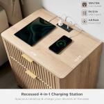 23'' Fluted Nightstand with Charging Station & Storage