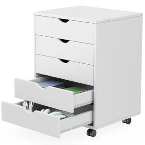 5-Drawer Mobile Storage Chest with Wheels, White