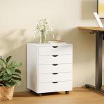 5-Drawer Mobile Storage Chest with Wheels, White