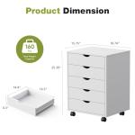 5-Drawer Mobile Storage Chest with Wheels, White