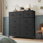 OLIXIS 9 Drawer Fabric Storage Dresser - Carbon Black