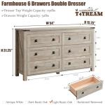 Farmhouse 6-Drawer Rustic Wood Dresser for Storage