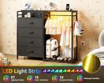 Black 3-in-1 Bedroom Dresser with LED Lights
