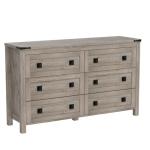 Farmhouse 6-Drawer Rustic Wood Dresser for Storage