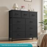 OLIXIS 9 Drawer Fabric Storage Dresser - Carbon Black