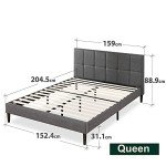 Zinus Lottie Queen Bed Frame - Dark Grey
