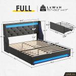 Rolanstar Full Bed Frame with LED Lights and Drawers