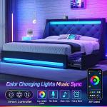 Rolanstar Full Bed Frame with LED Lights and Drawers