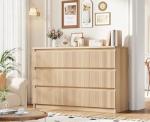 Modern Oak 6 Drawer Fluted Dresser for Bedroom