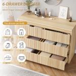Modern Oak 6 Drawer Fluted Dresser for Bedroom