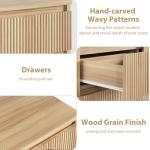 Modern Oak 6 Drawer Fluted Dresser for Bedroom