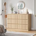 Modern Oak 6 Drawer Fluted Dresser for Bedroom
