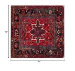 Vintage Hamadan Red Square Area Rug - 6'7