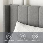 Queen Size Upholstered Wingback Bed Frame - Light Gray