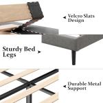 Queen Size Upholstered Wingback Bed Frame - Light Gray