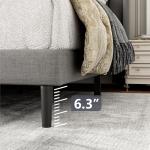 Queen Size Upholstered Wingback Bed Frame - Light Gray