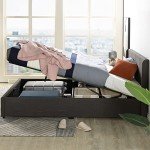 Zinus Dark Grey Queen Upholstered Bed Frame